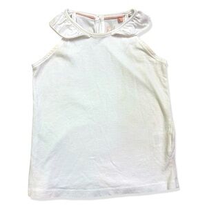 MINI BODEN Peter Pan Ruffle Collar White Tank Top